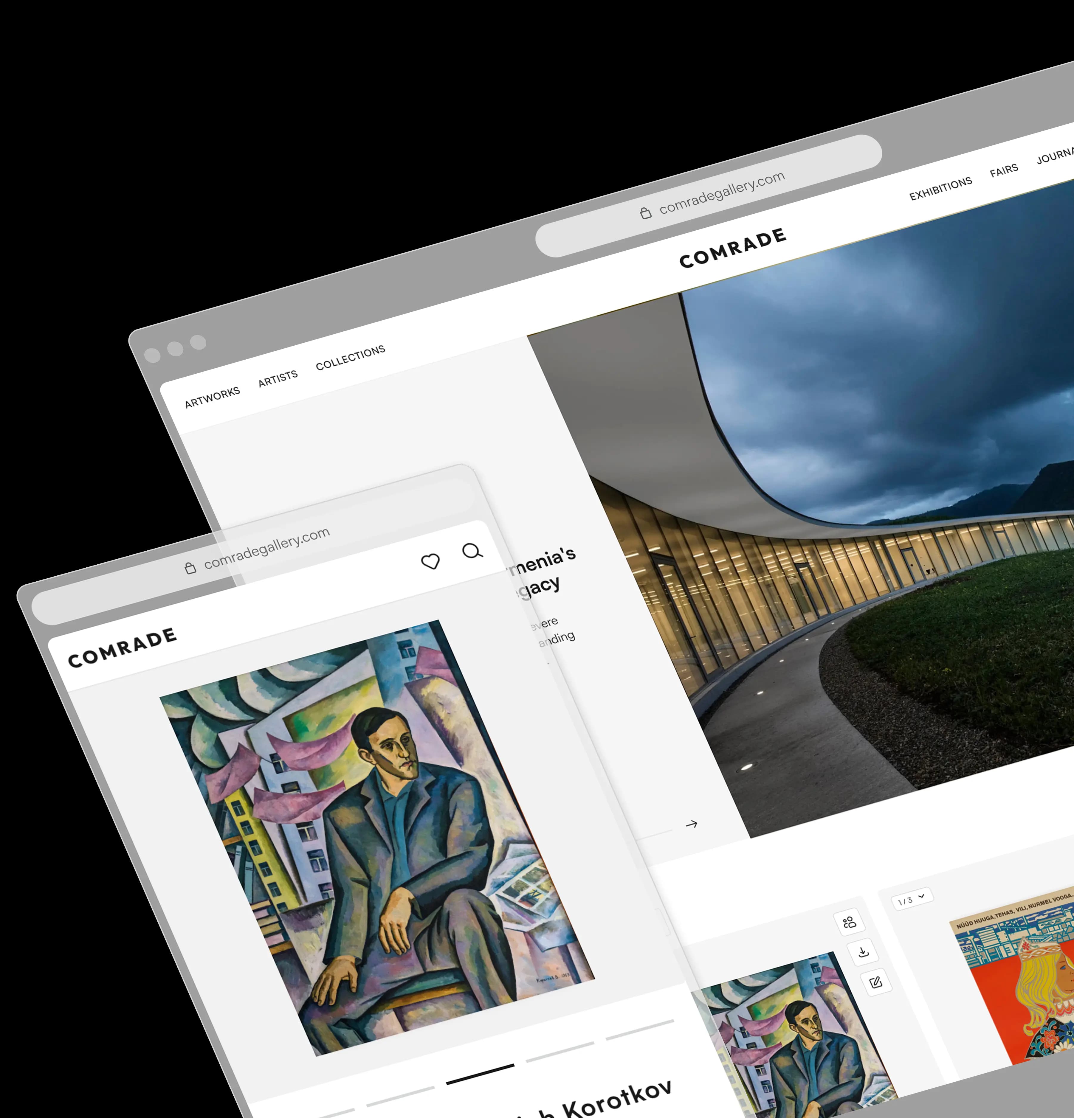 COMRADE branded website on desktop and mobile